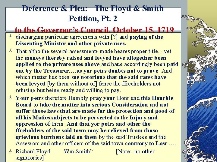 Deference & Plea: The Floyd & Smith Petition, Pt. 2 to the Governor’s Council,