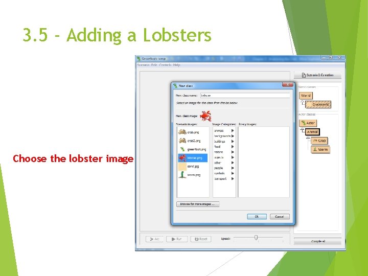 3. 5 - Adding a Lobsters Choose the lobster image 