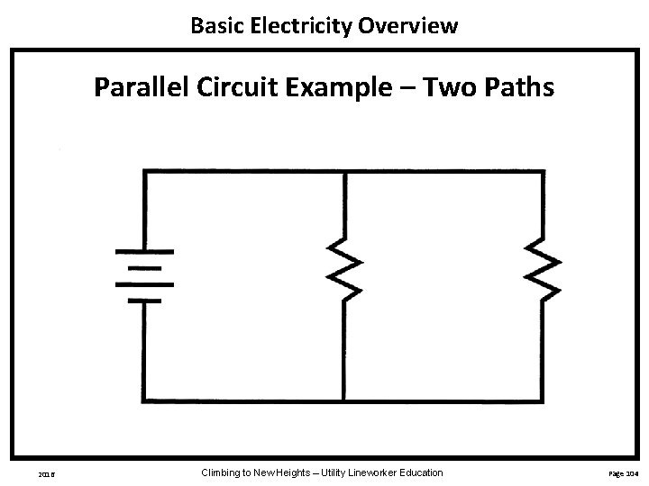 Basic Electricity Overview Parallel Circuit Example – Two Paths 2016 Climbing to New Heights