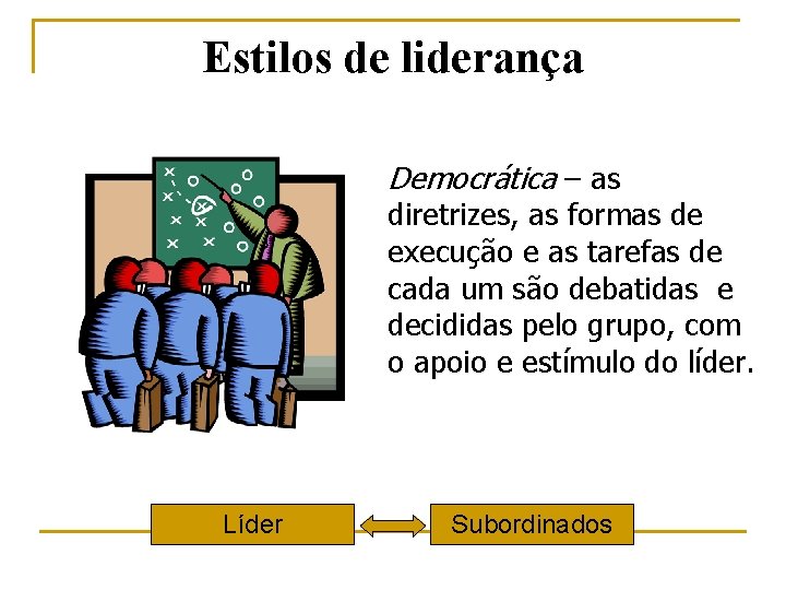 Estilos de liderança Democrática – as diretrizes, as formas de execução e as tarefas