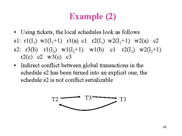 Example (2) • Using tickets, the local schedules look as follows s 1: r