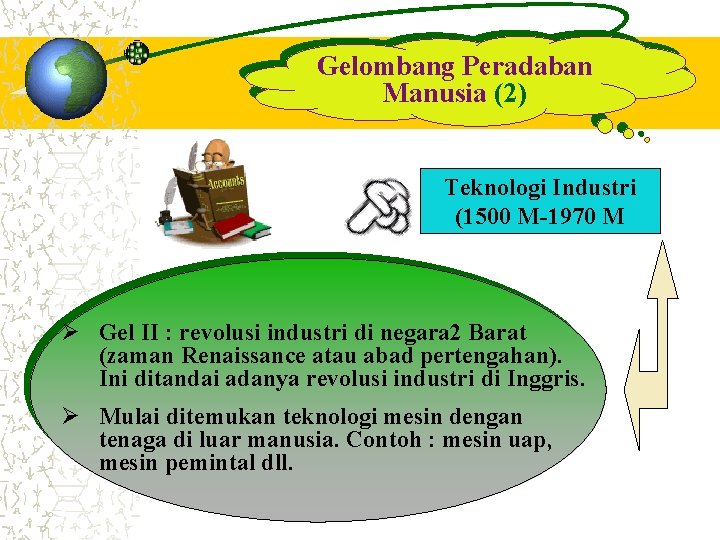Gelombang Peradaban Manusia (2) Teknologi Industri (1500 M-1970 M Ø Gel II : revolusi