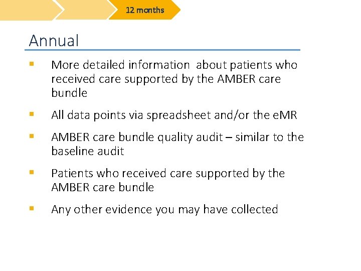 12 months Annual § More detailed information about patients who received care supported by