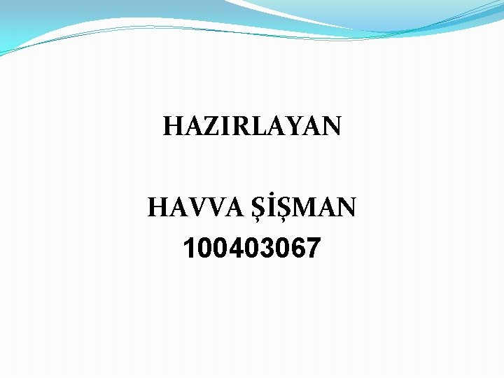 HAZIRLAYAN HAVVA ŞİŞMAN 100403067 