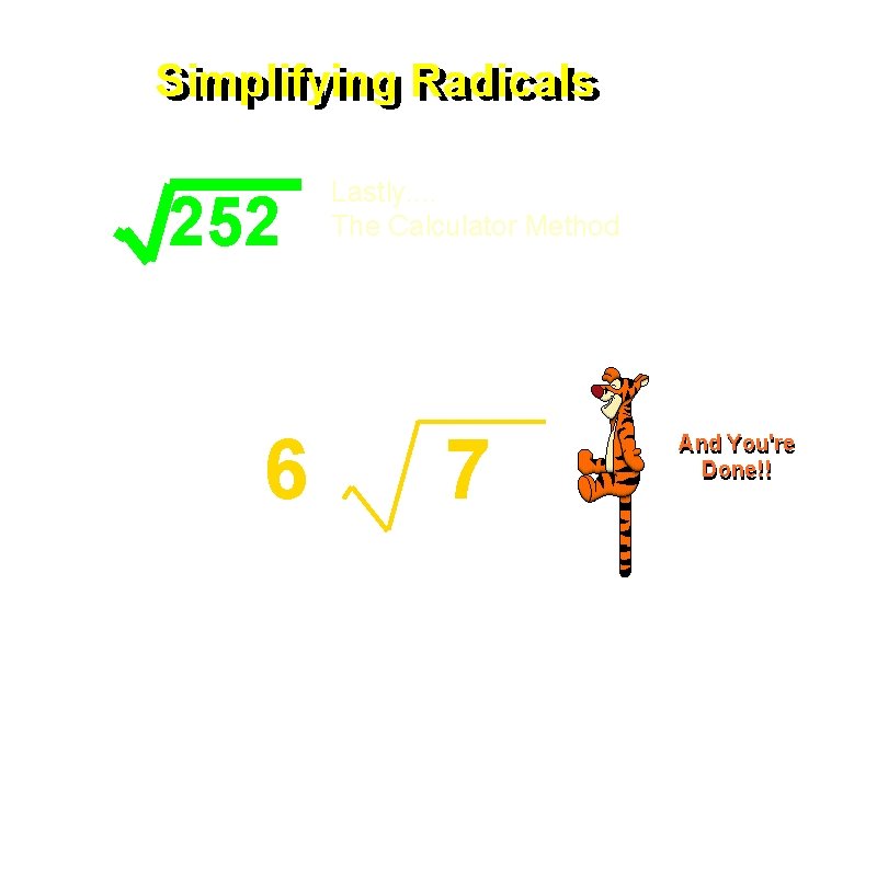 Simplifying Radicals 252 Lastly. . The Calculator Method Write the simplified version, "x" is