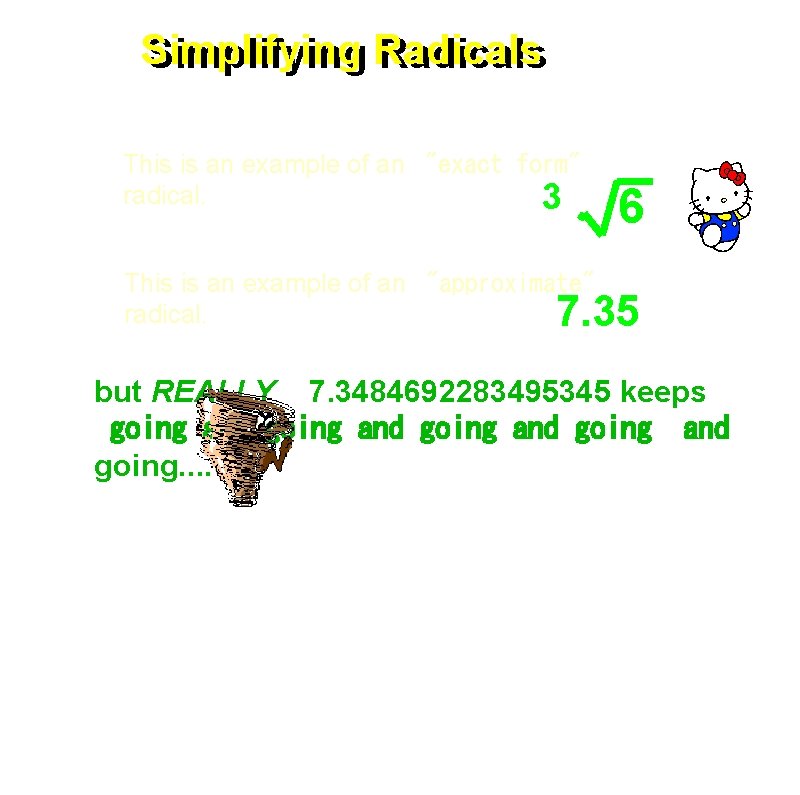 Simplifying Radicals This is an example of an  "exact form" radical. 3 6 This