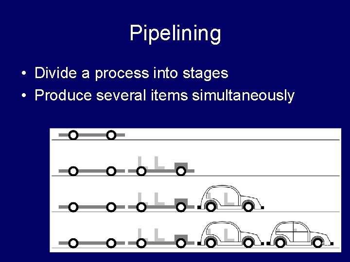 Pipelining • Divide a process into stages • Produce several items simultaneously 51 