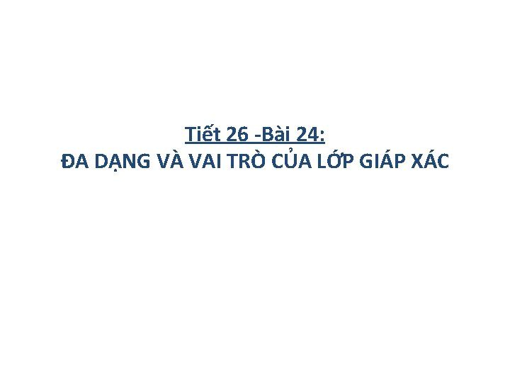 Tiết 26 -Bài 24: ĐA DẠNG VÀ VAI TRÒ CỦA LỚP GIÁP XÁC 