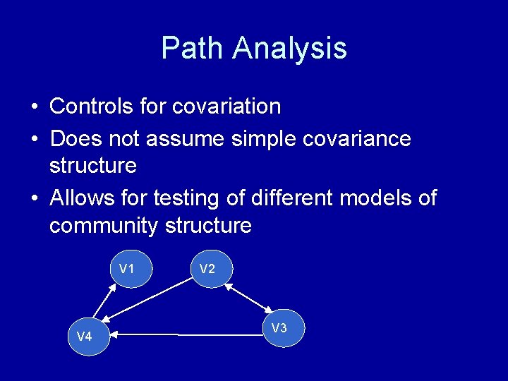 Path Analysis • Controls for covariation • Does not assume simple covariance structure •