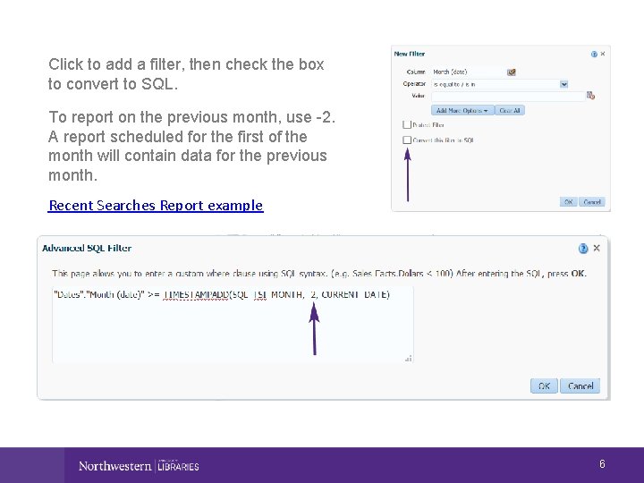 Click to add a filter, then check the box to convert to SQL. To
