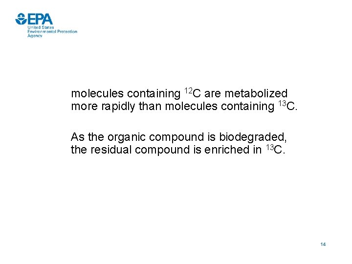 molecules containing 12 C are metabolized more rapidly than molecules containing 13 C. As