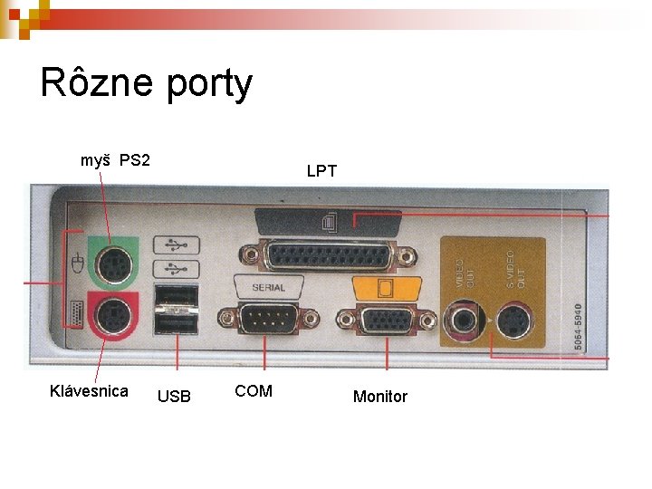 Rôzne porty myš PS 2 Klávesnica LPT USB COM Monitor 