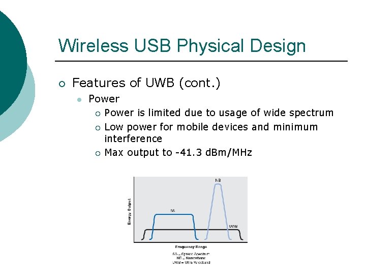 Wireless USB Physical Design ¡ Features of UWB (cont. ) l Power ¡ ¡