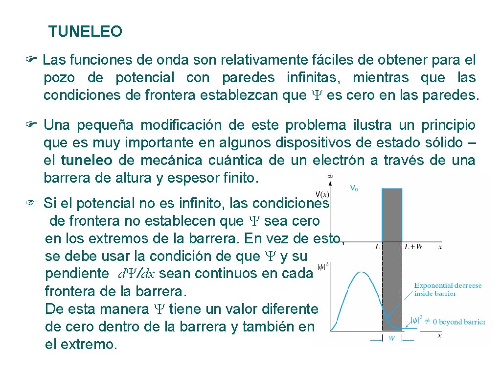 TUNELEO Las funciones de onda son relativamente fáciles de obtener para el pozo de