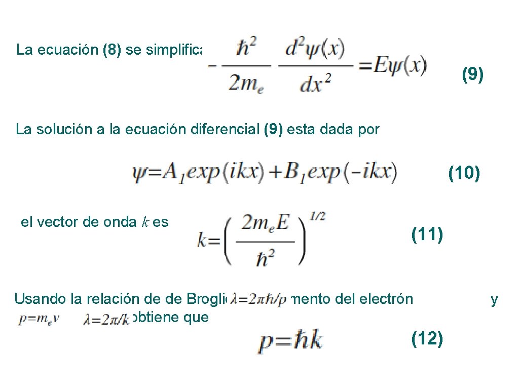 La ecuación (8) se simplifica (9) La solución a la ecuación diferencial (9) esta