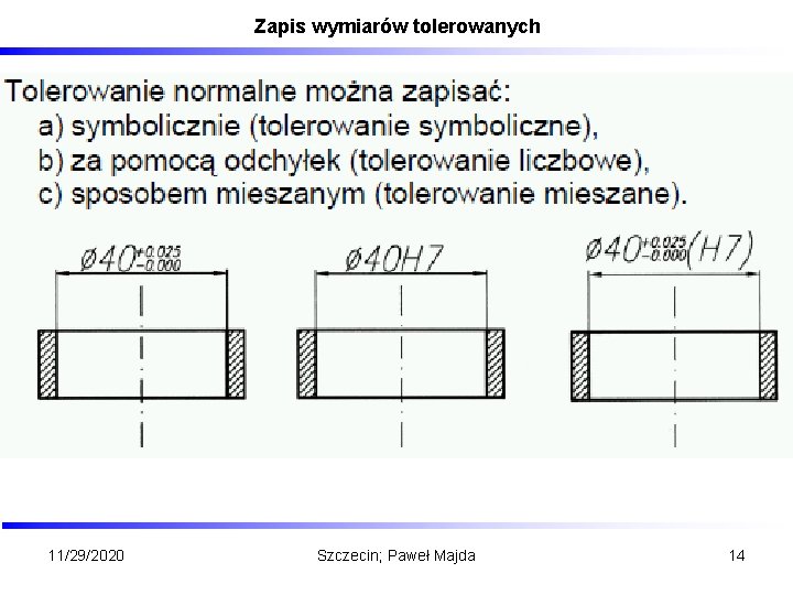 Zapis wymiarów tolerowanych 11/29/2020 Szczecin; Paweł Majda 14 