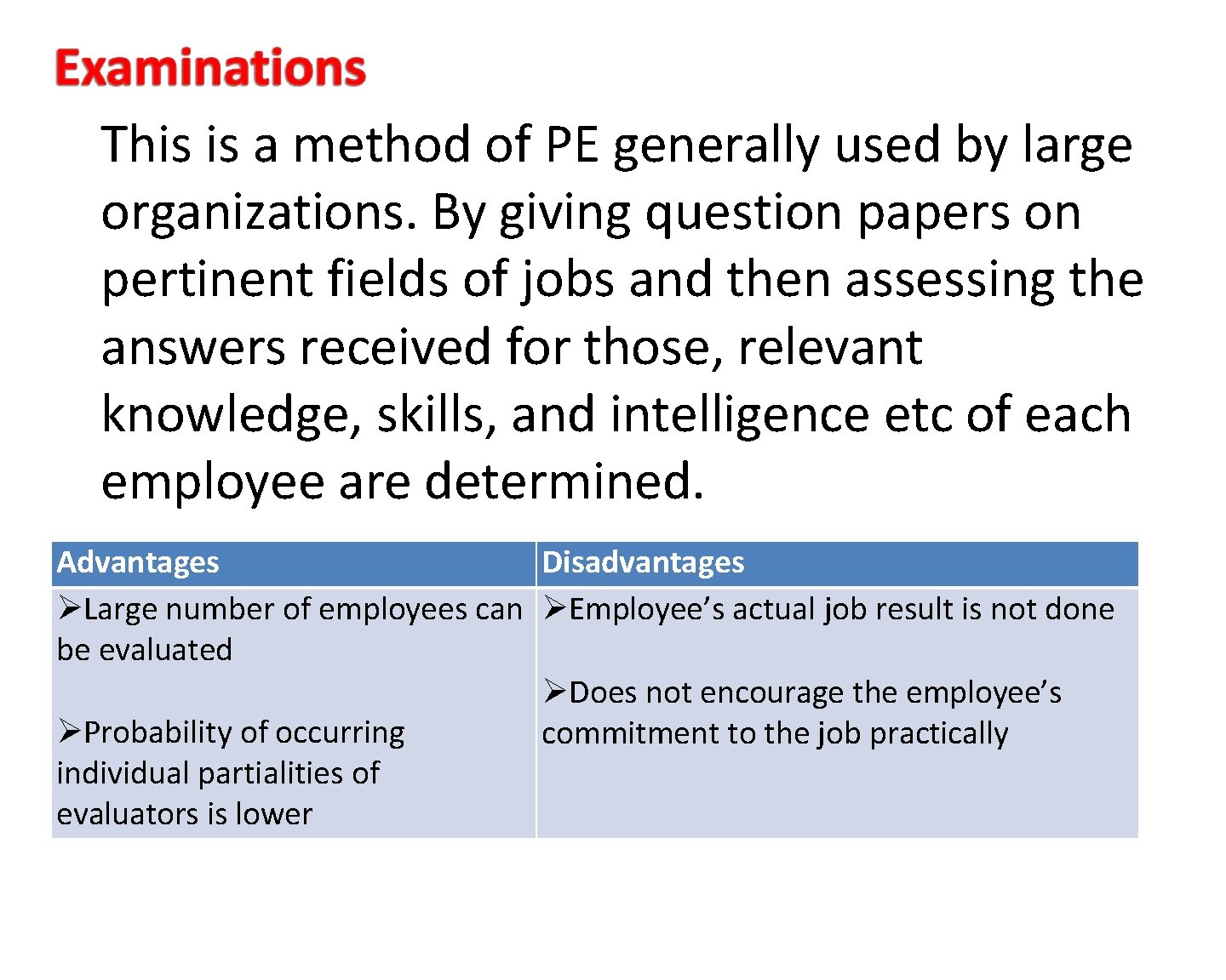 This is a method of PE generally used by large organizations. By giving question