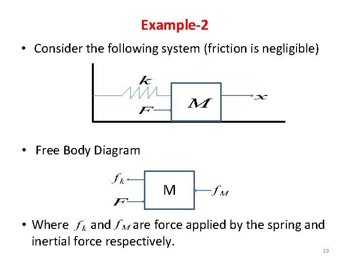 Example-2 • Consider the following system (friction is negligible) • Free Body Diagram M Example-2 • Consider the following system (friction is negligible) • Free Body Diagram M