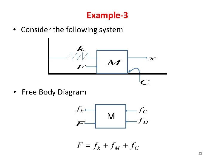 Example-3 • Consider the following system • Free Body Diagram M 23 
