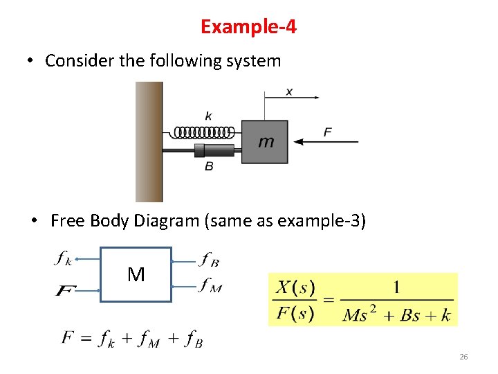 Example-4 • Consider the following system • Free Body Diagram (same as example-3) M