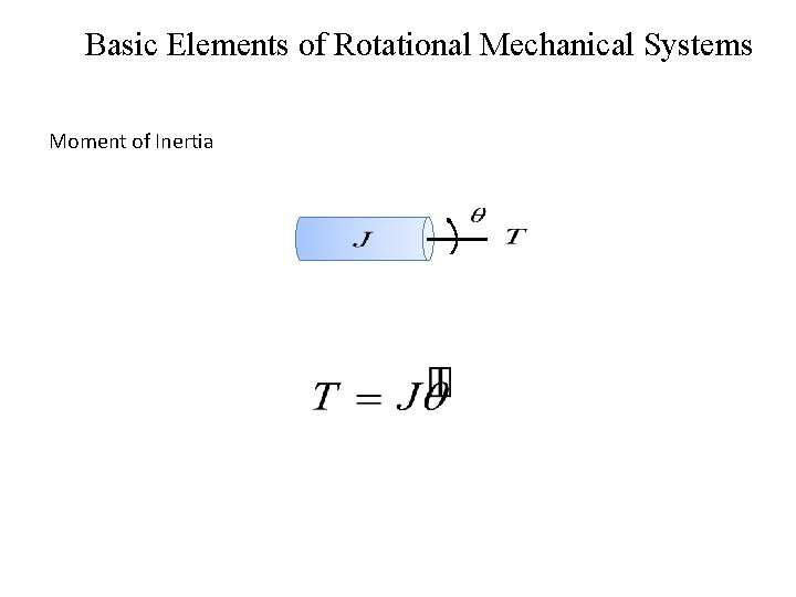 Basic Elements of Rotational Mechanical Systems Moment of Inertia Basic Elements of Rotational Mechanical Systems Moment of Inertia