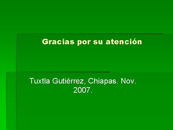 Gracias por su atención Tuxtla Gutiérrez, Chiapas. Nov. 2007. 