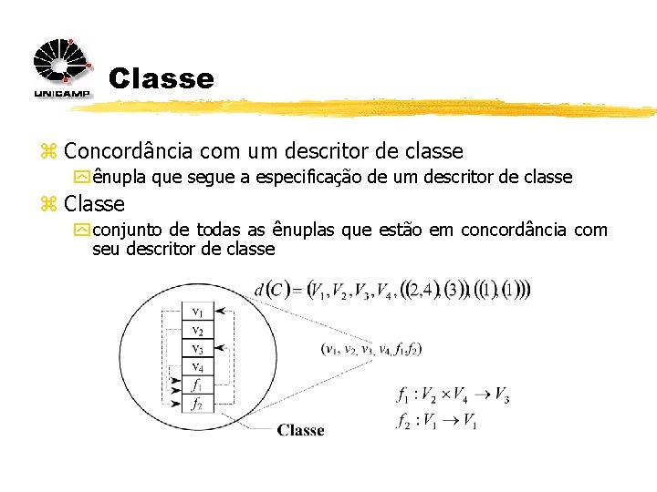 Classe z Concordância com um descritor de classe y ênupla que segue a especificação