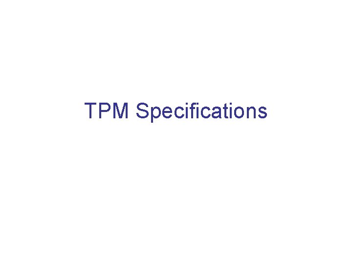 TPM Specifications 