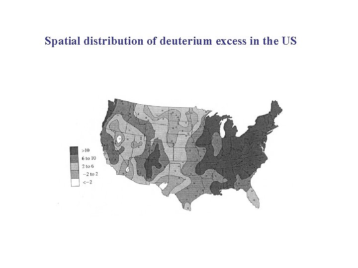 Spatial distribution of deuterium excess in the US 