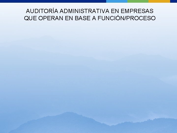 AUDITORÍA ADMINISTRATIVA EN EMPRESAS QUE OPERAN EN BASE A FUNCIÓN/PROCESO 