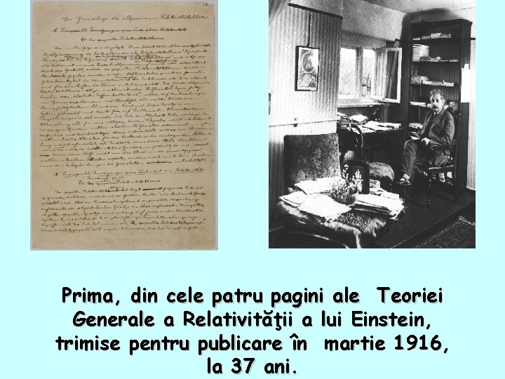 Prima, din cele patru pagini ale Teoriei Generale a Relativităţii a lui Einstein, trimise