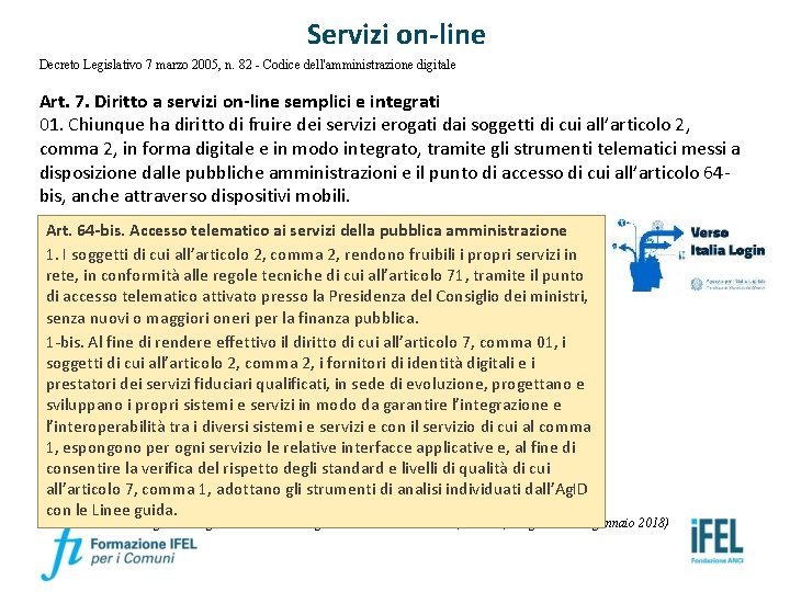 Servizi on-line Decreto Legislativo 7 marzo 2005, n. 82 - Codice dell'amministrazione digitale Art.