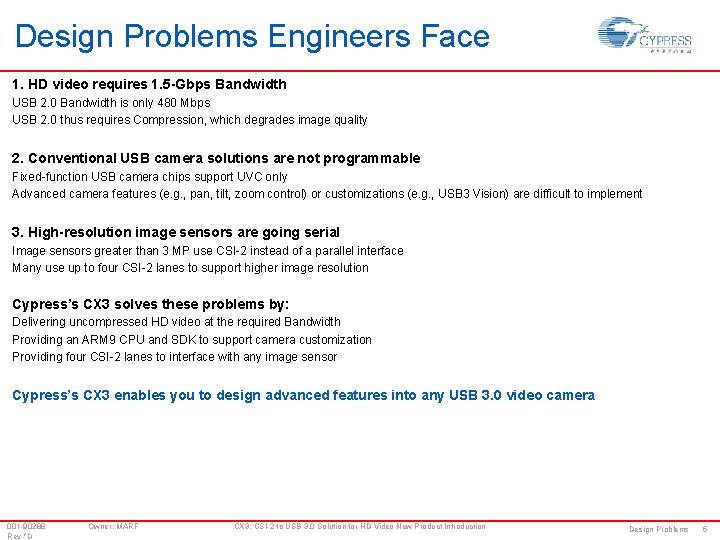 Design Problems Engineers Face 1. HD video requires 1. 5 -Gbps Bandwidth USB 2.