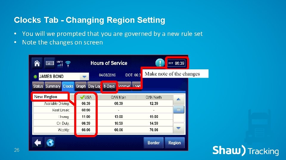 Clocks Tab - Changing Region Setting • You will we prompted that you are