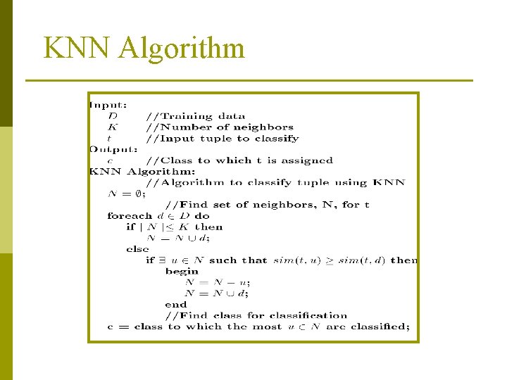 KNN Algorithm KNN Algorithm