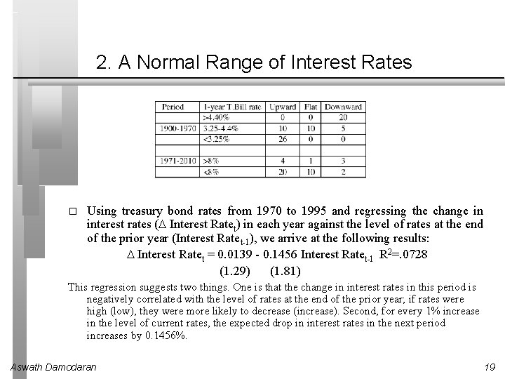 2. A Normal Range of Interest Rates � Using treasury bond rates from 1970