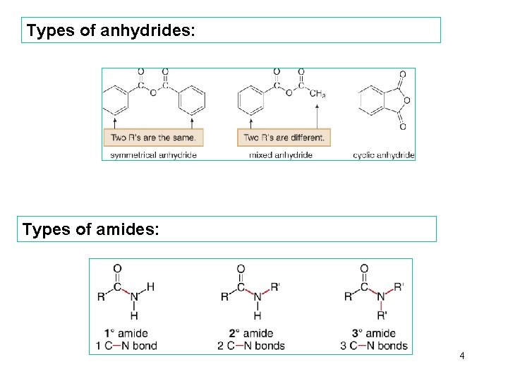 Types of anhydrides: Types of amides: 4 