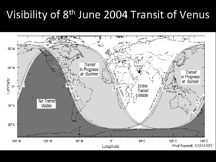 Visibility of 8 th June 2004 Transit of Venus 