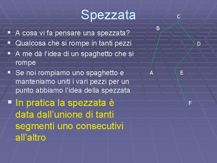 Spezzata C B § § § A cosa vi fa pensare una spezzata? Qualcosa