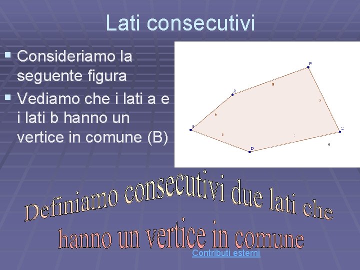 Lati consecutivi § Consideriamo la seguente figura § Vediamo che i lati a e