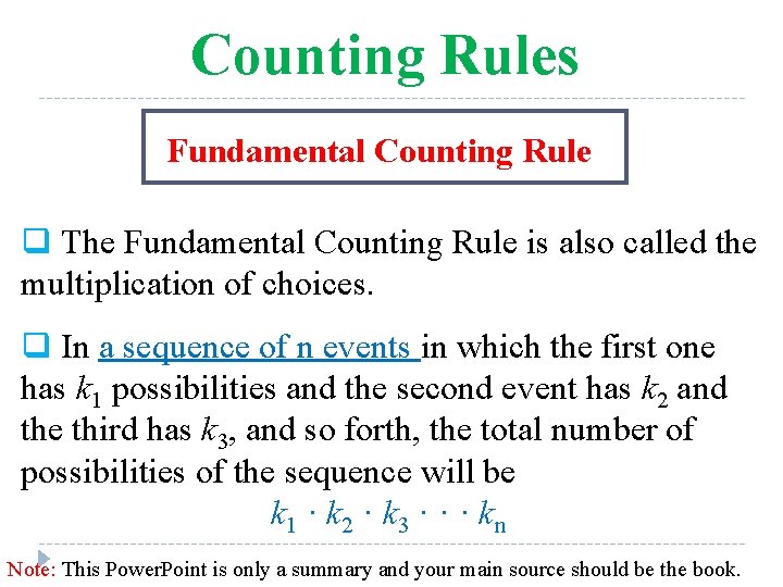 Counting Rules Fundamental Counting Rule q The Fundamental Counting Rule is also called the Counting Rules Fundamental Counting Rule q The Fundamental Counting Rule is also called the