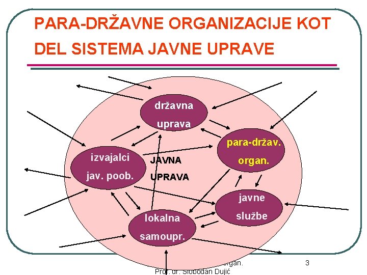 PARA-DRŽAVNE ORGANIZACIJE KOT DEL SISTEMA JAVNE UPRAVE državna uprava para-držav. izvajalci jav. poob. JAVNA
