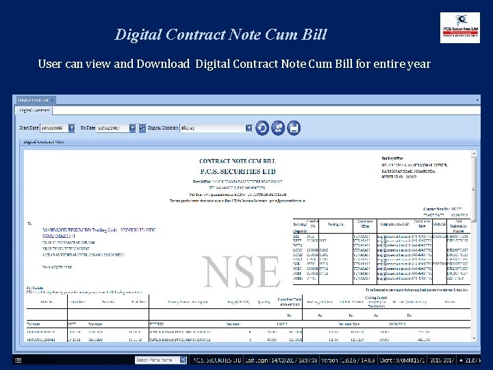 Digital Contract Note Cum Bill User can view and Download Digital Contract Note Cum