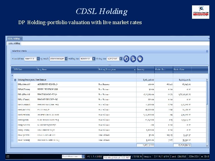 CDSL Holding DP Holding-portfolio valuation with live market rates 