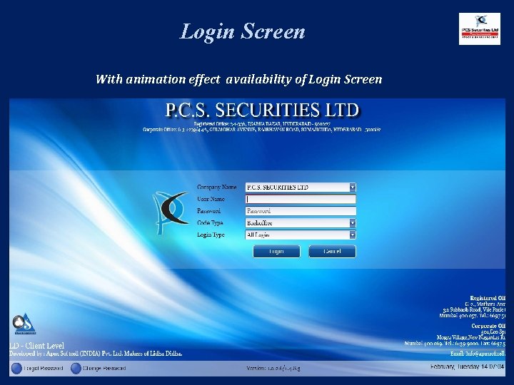 Login Screen With animation effect availability of Login Screen 