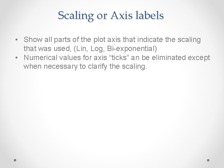 Scaling or Axis labels • Show all parts of the plot axis that indicate