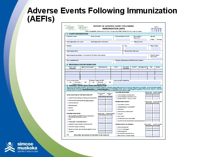 Adverse Events Following Immunization (AEFIs) 