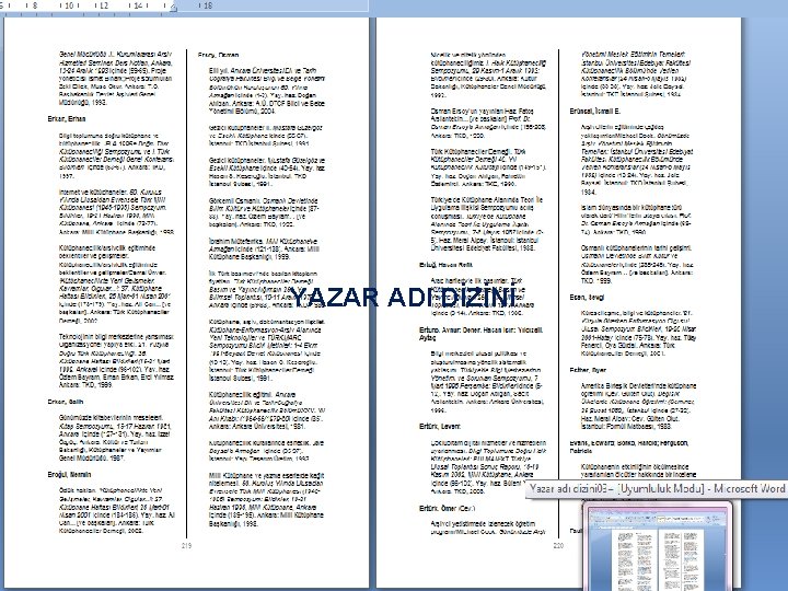 ANAHTAR I ve II YAZAR ADI DİZİNİ 