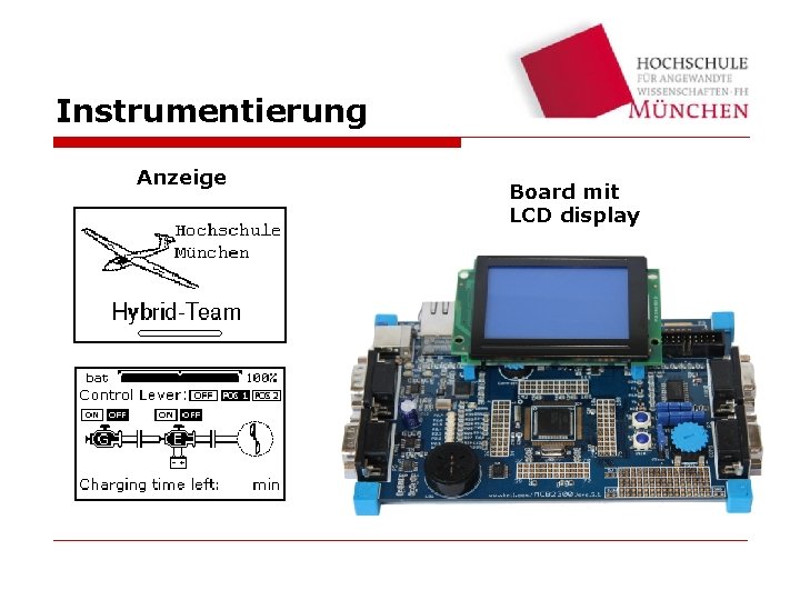 Instrumentierung Anzeige Board mit LCD display 