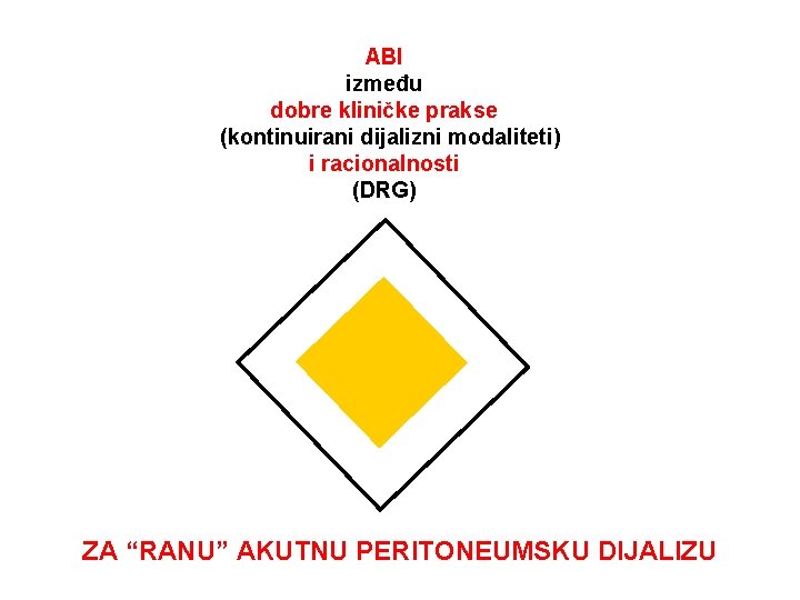 ABI između dobre kliničke prakse (kontinuirani dijalizni modaliteti) i racionalnosti (DRG) ZA “RANU” AKUTNU